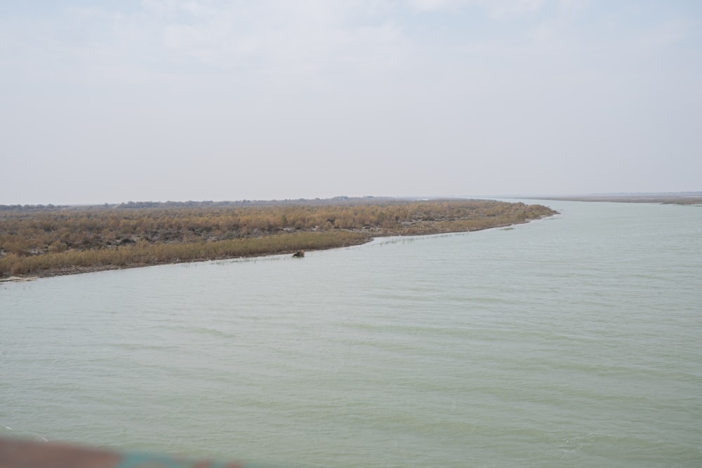 a large body of water surrounded by land