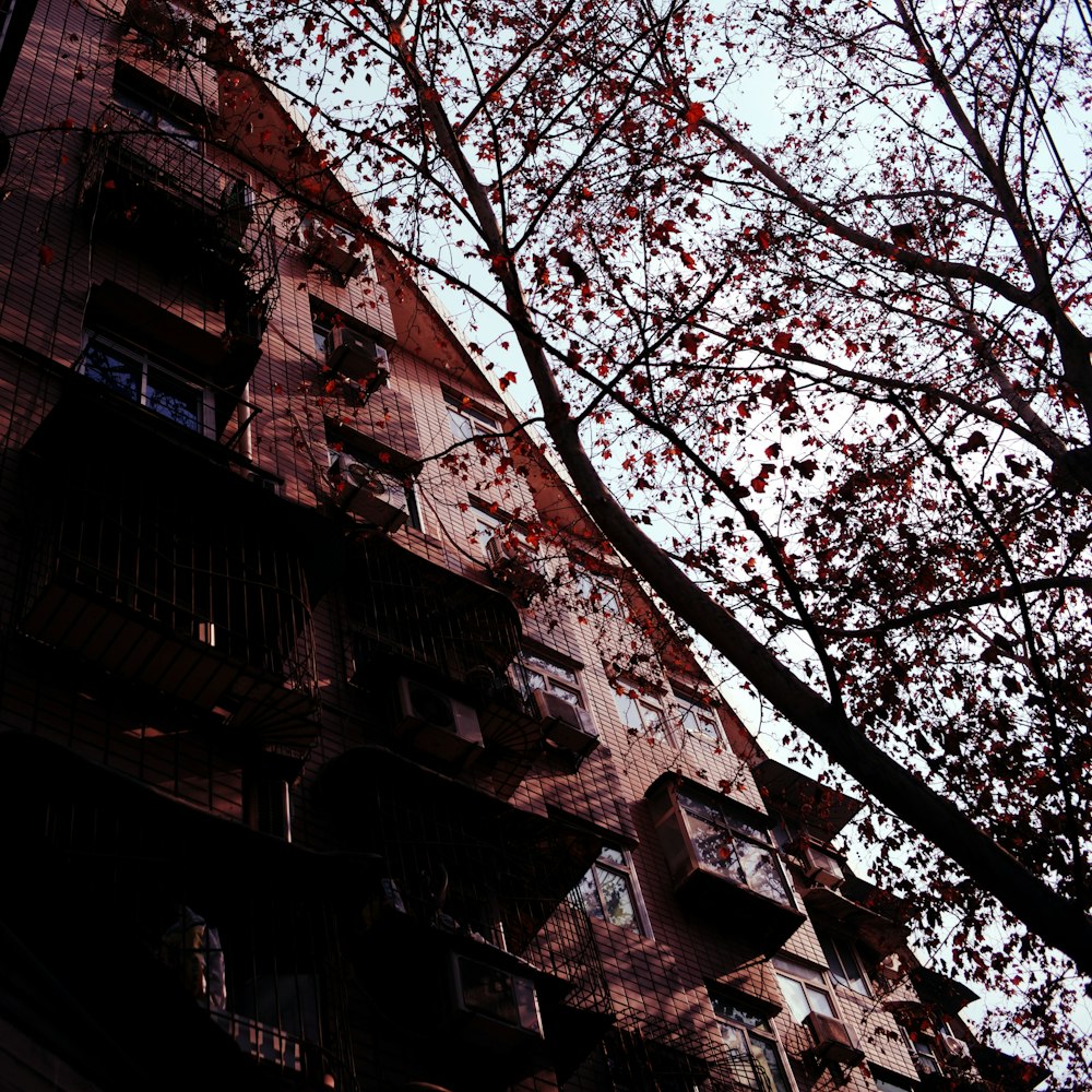 a tall building with balconies and balconies on it