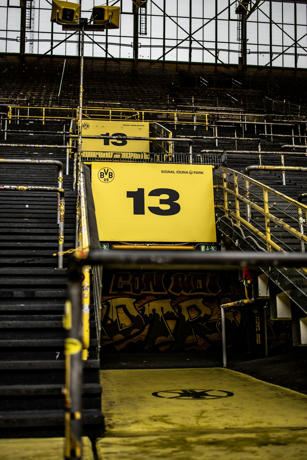 a set of stairs leading up to a stadium