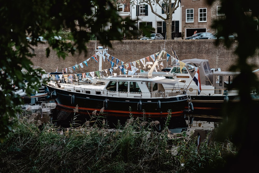 a couple of boats that are sitting in the water