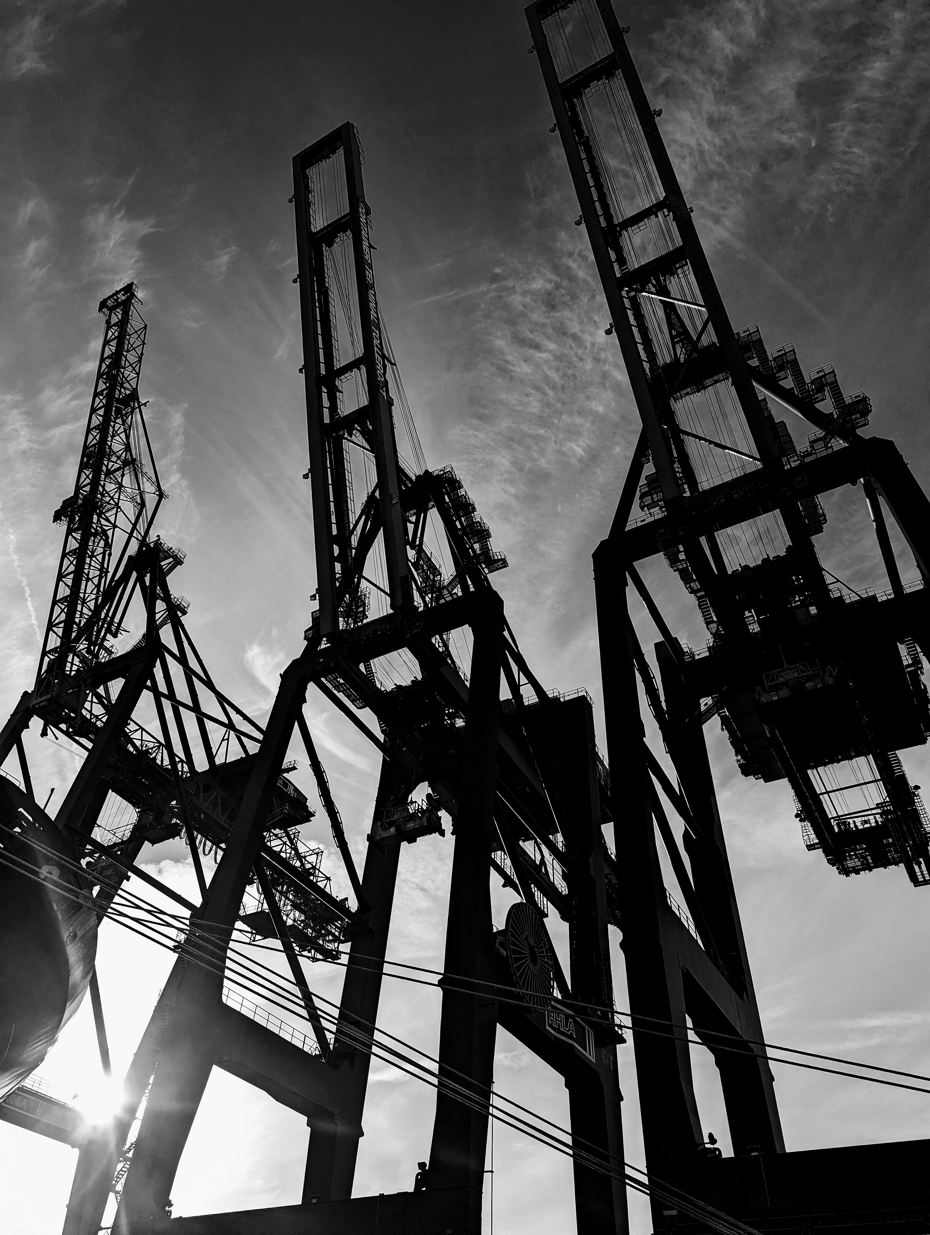 a black and white photo of power lines