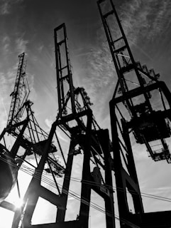 a black and white photo of power lines