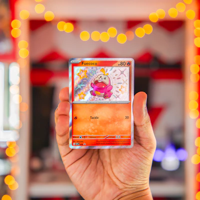 a person holding a card in their hand