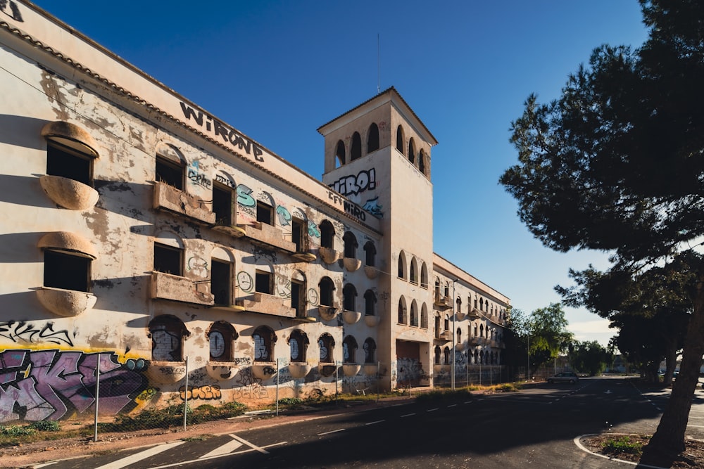 a large building with a clock on the side of it