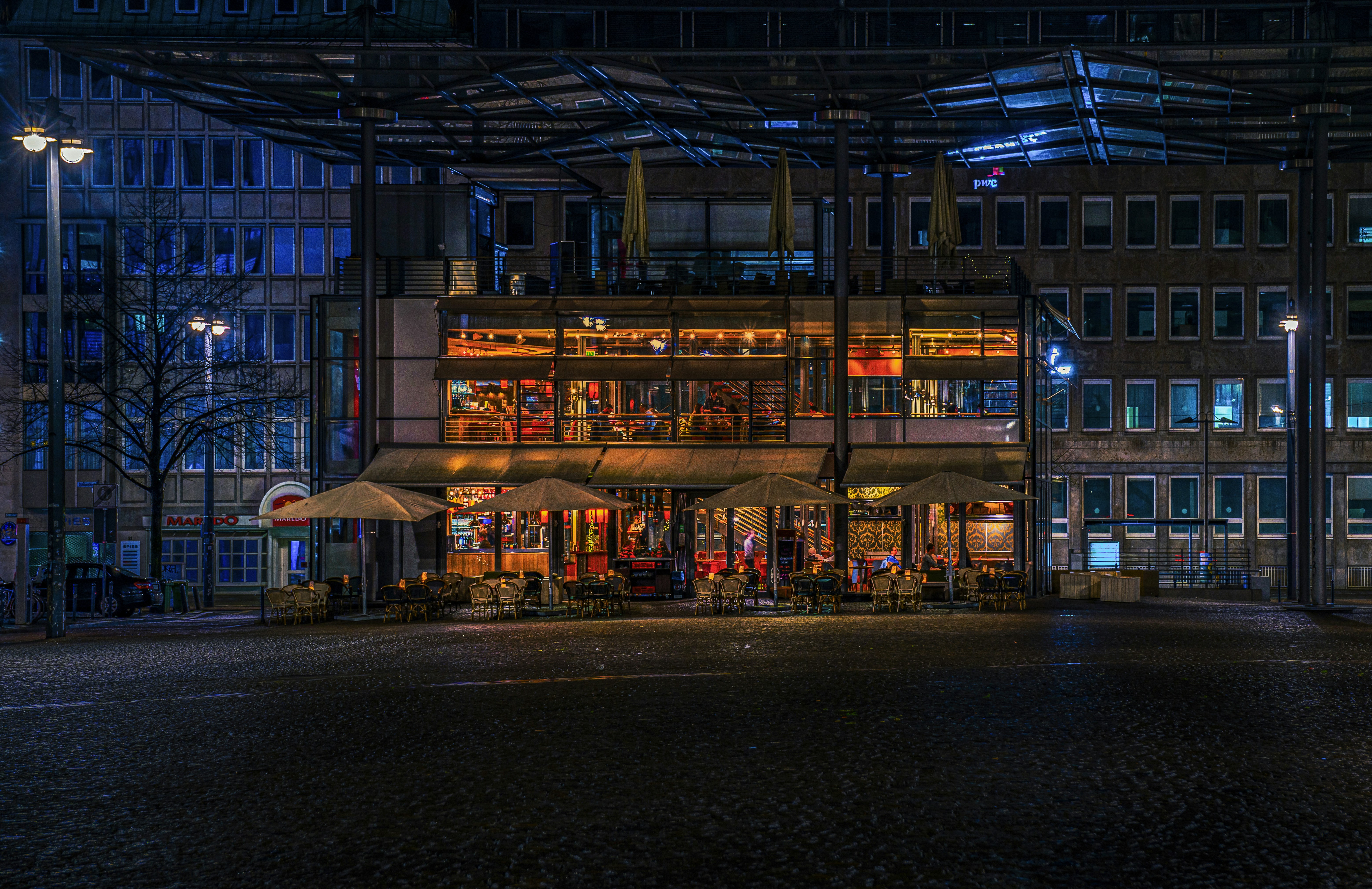 a building that has a lot of lights on it