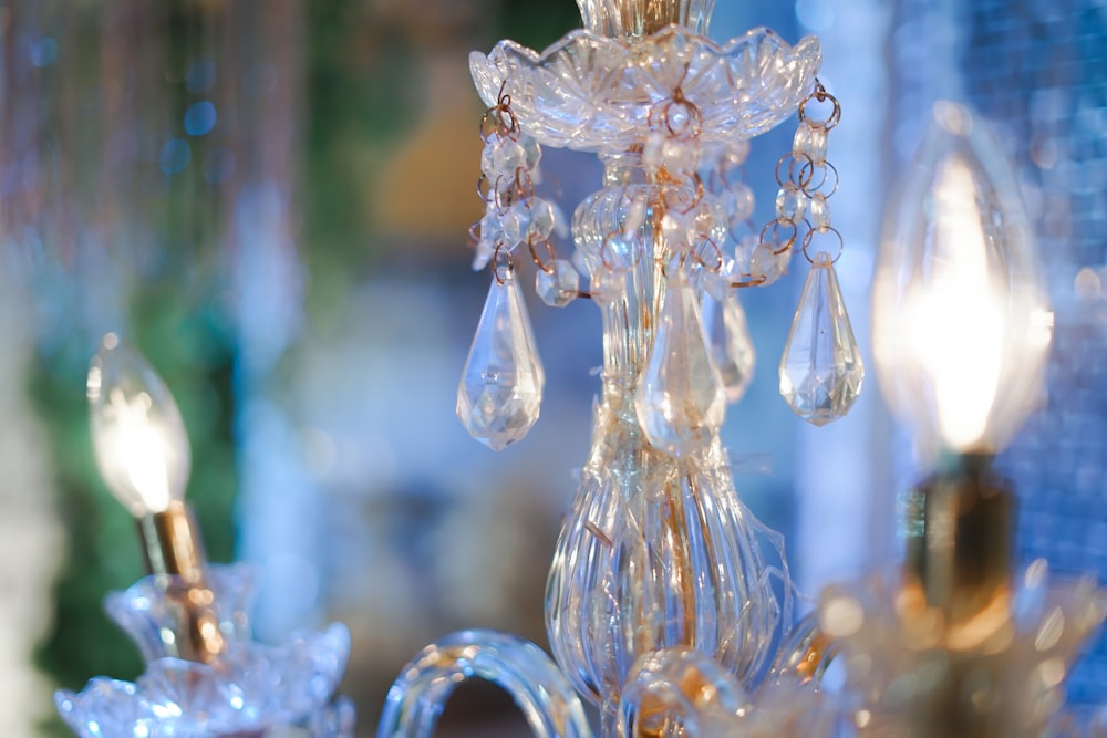 a crystal chandelier hanging from a ceiling