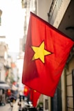 a red flag with a yellow star on it