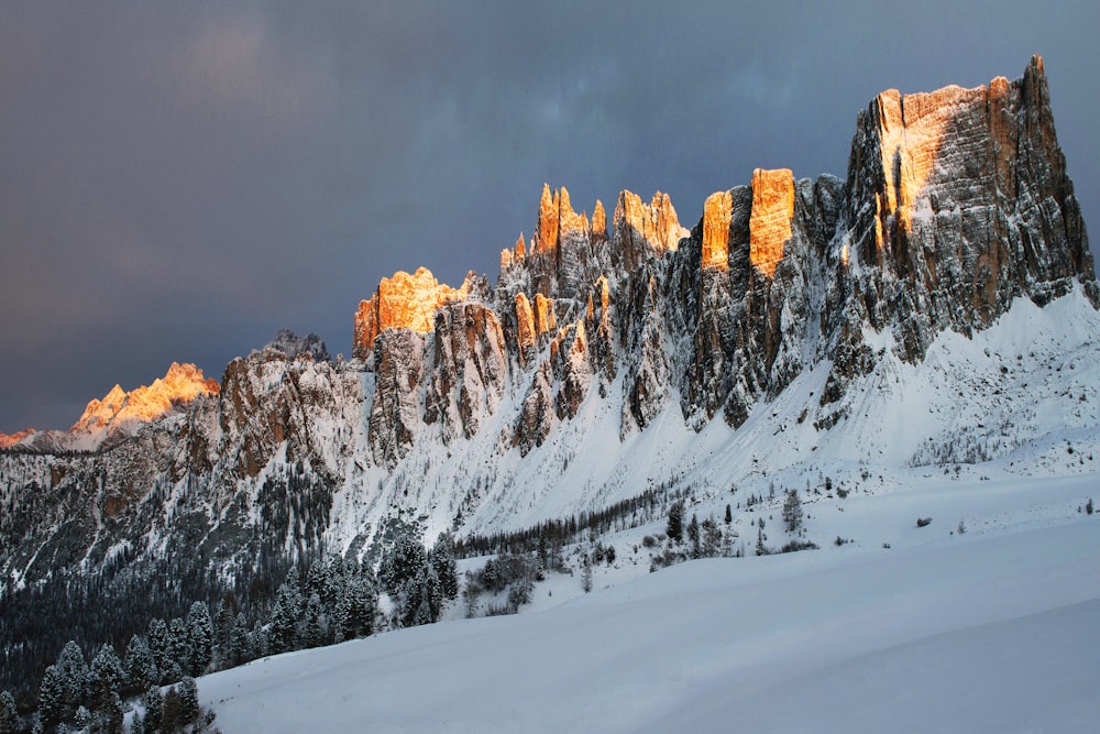 a snow covered mountain with a sky background