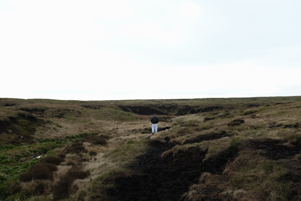 uma pessoa em pé em um campo com uma pipa