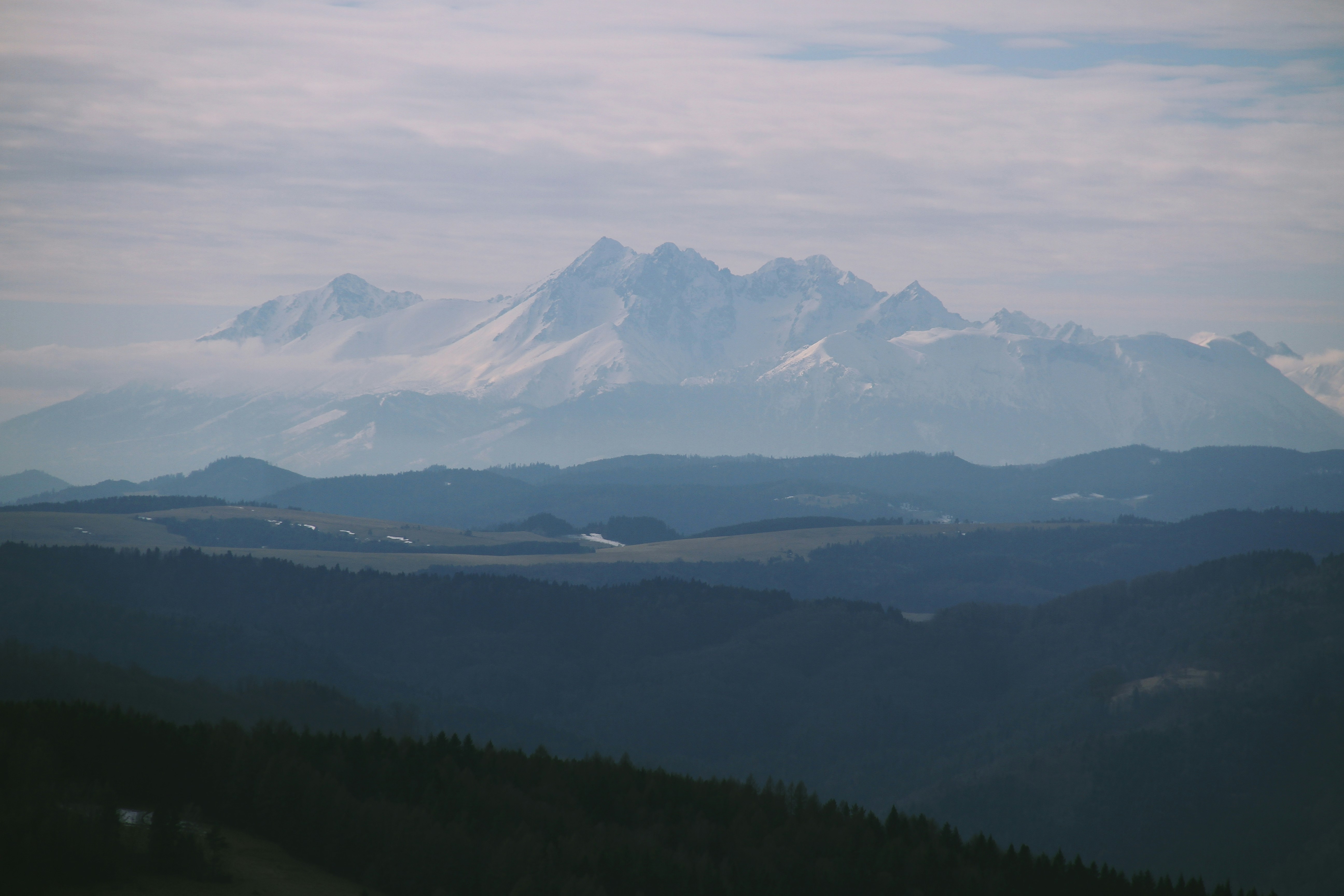 a view of a mountain range from a distance