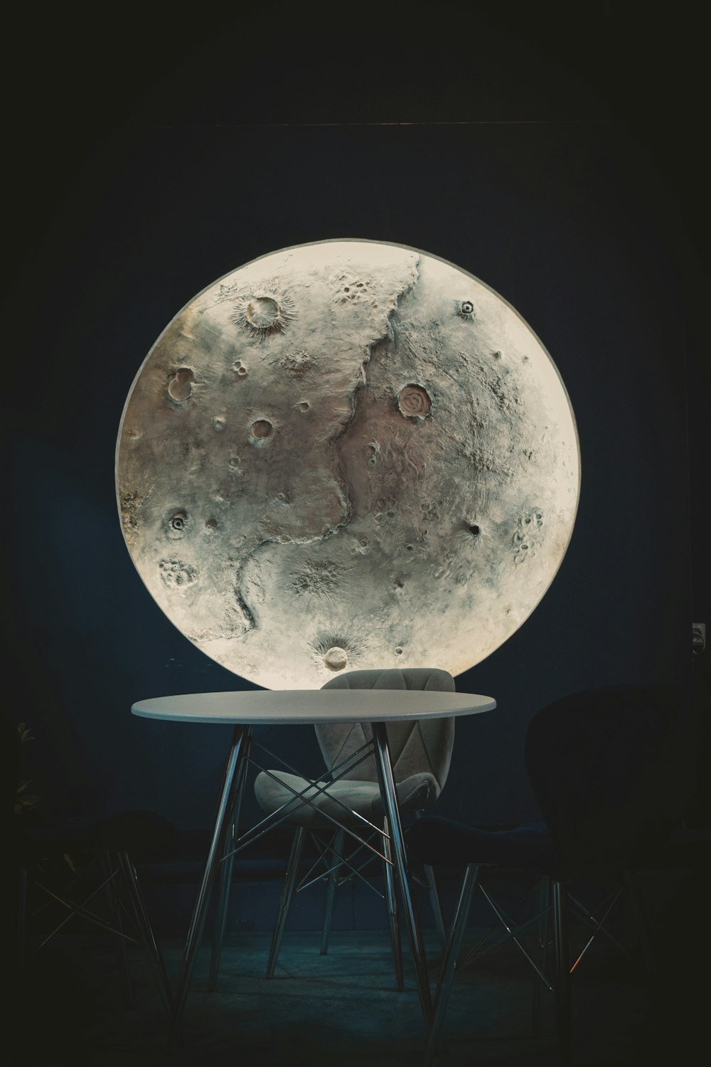 a large moon sitting on top of a table