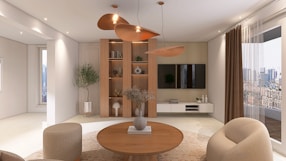a living room filled with furniture and a flat screen tv
