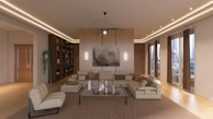 a living room with a couch a chair and a table
