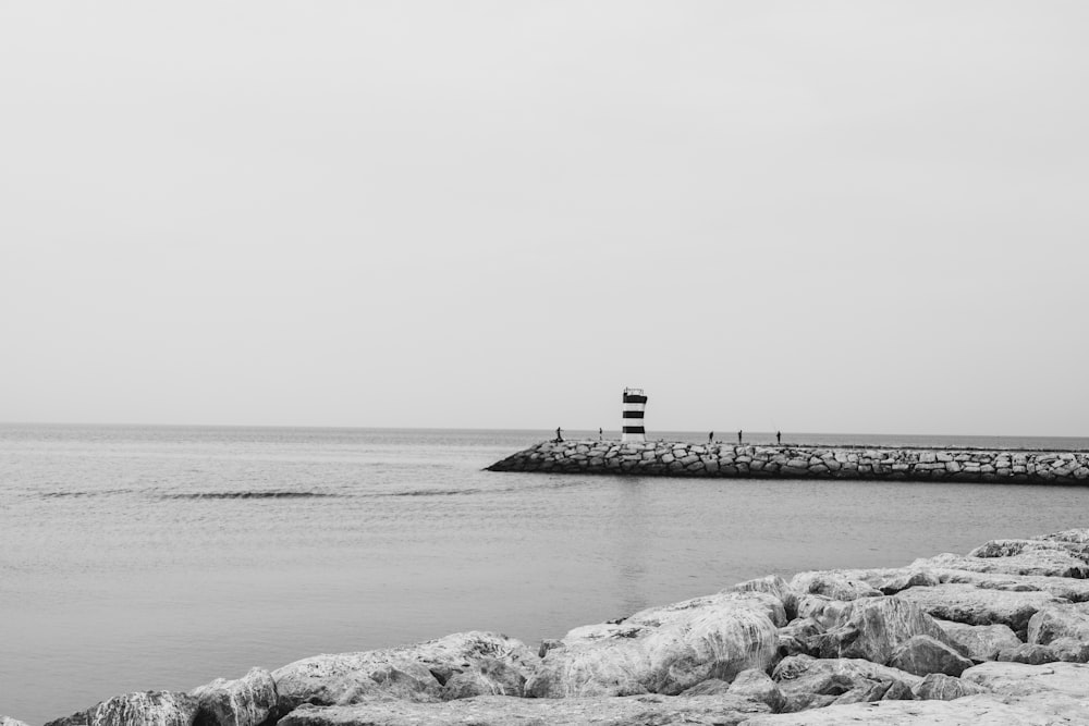 a black and white photo of the ocean