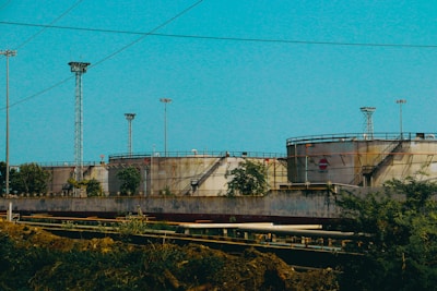 a train traveling over a bridge next to a forest