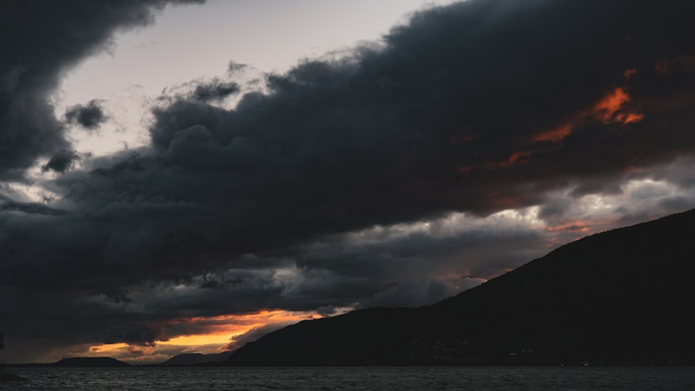 a large body of water under a cloudy sky