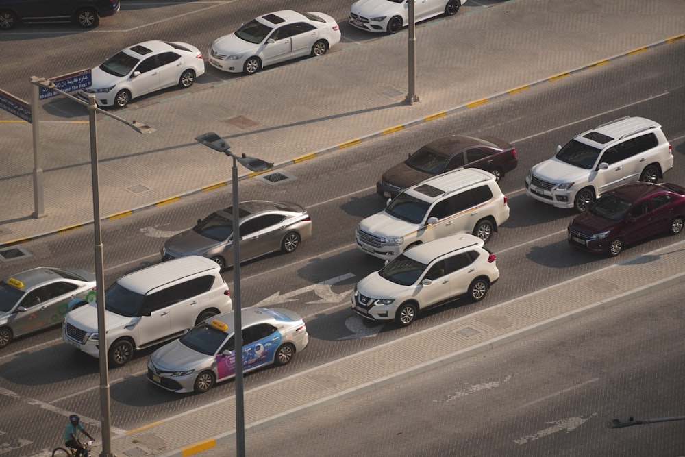 a bunch of cars that are sitting in the street