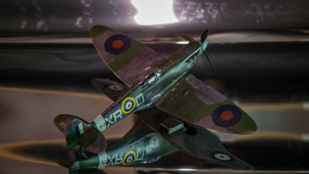 a model of a fighter plane on display