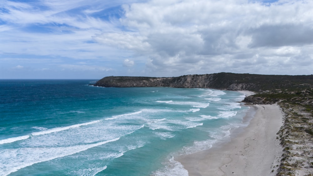 a view of a beach from a high point of view