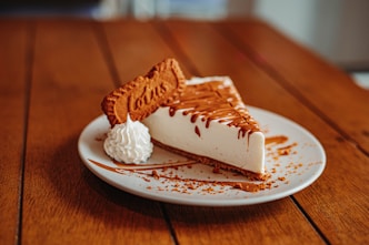 a piece of cheesecake on a white plate