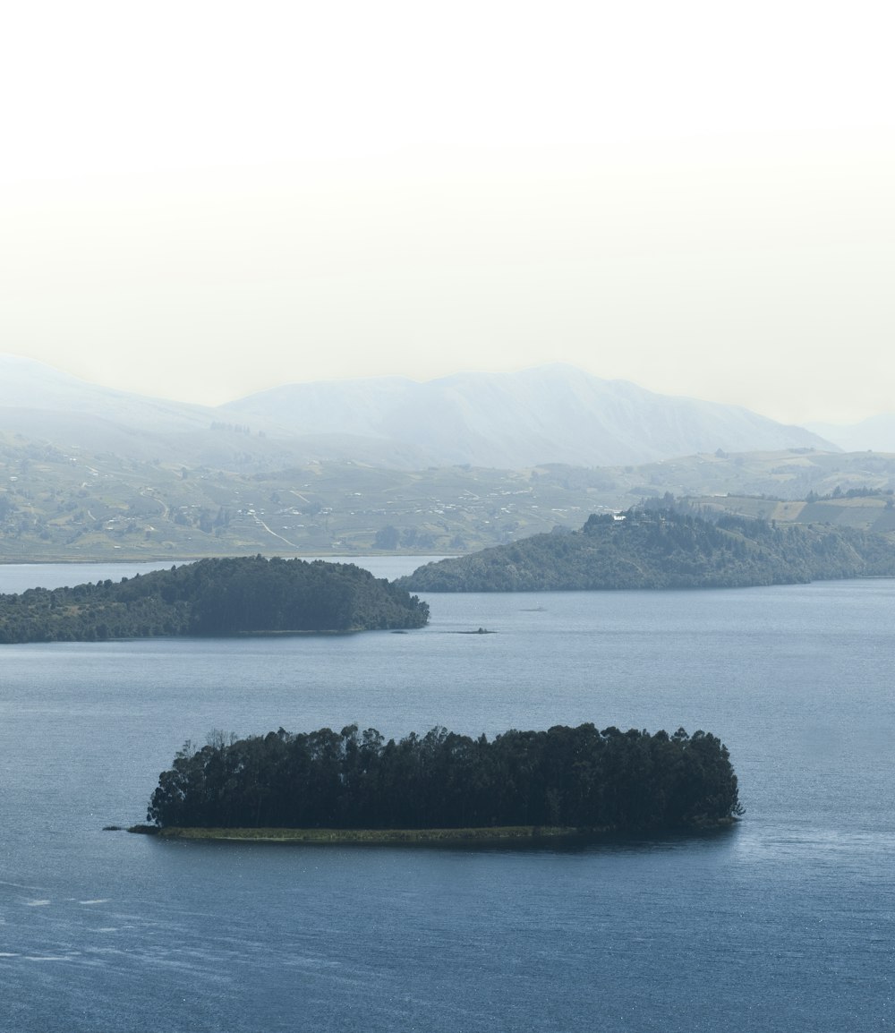 a small island in the middle of a large body of water