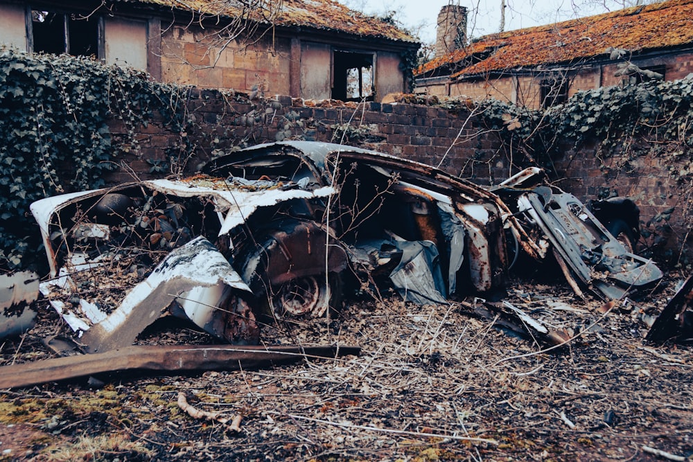 a car that is sitting in the dirt