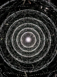 a spiral of lights in the middle of a room