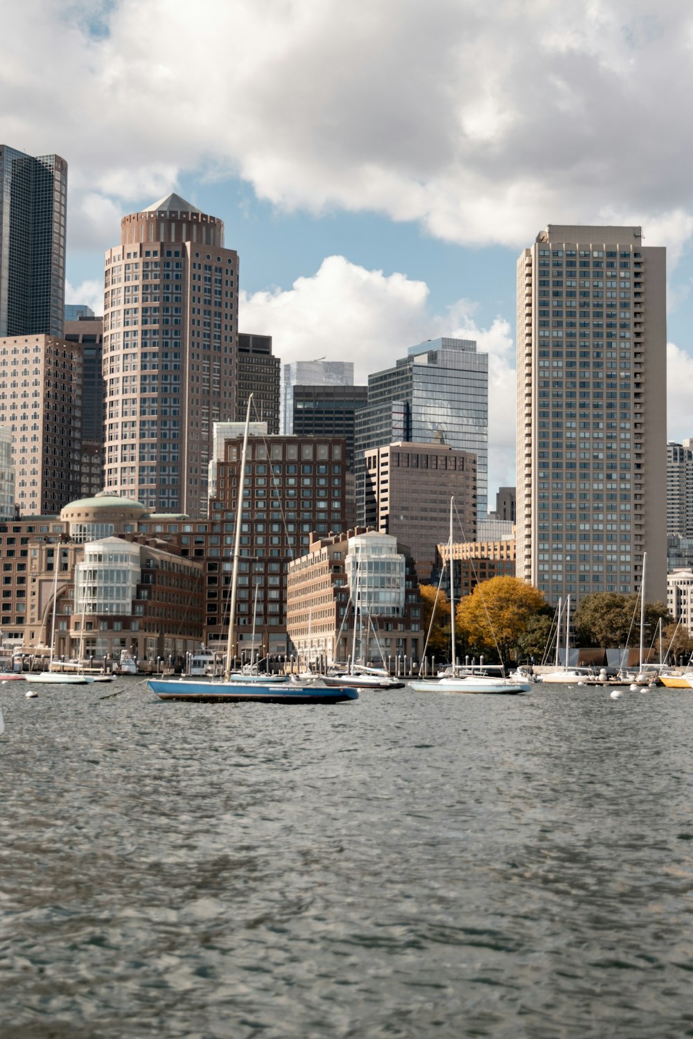 a large body of water with a city in the background