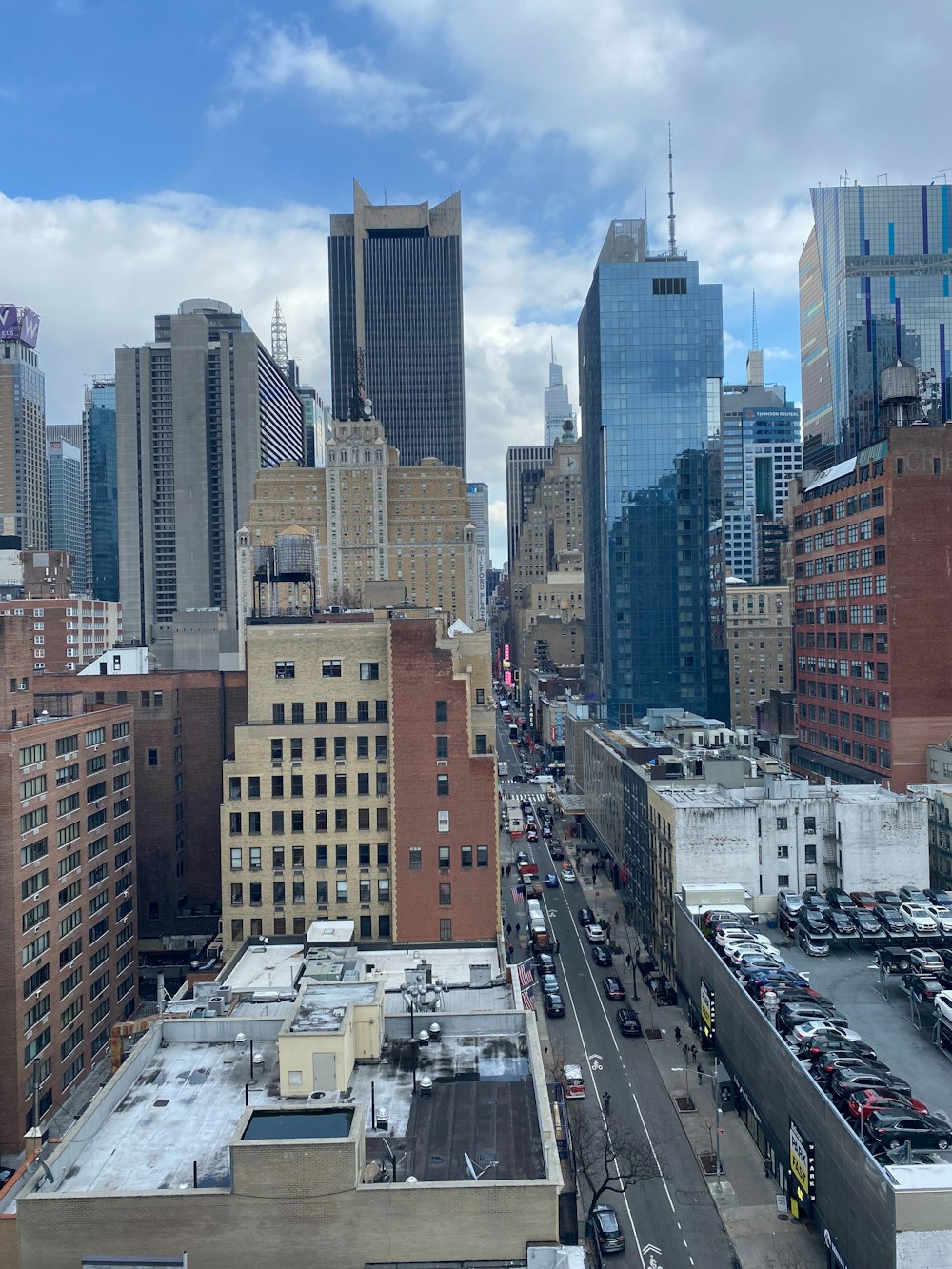 a view of a city from a tall building