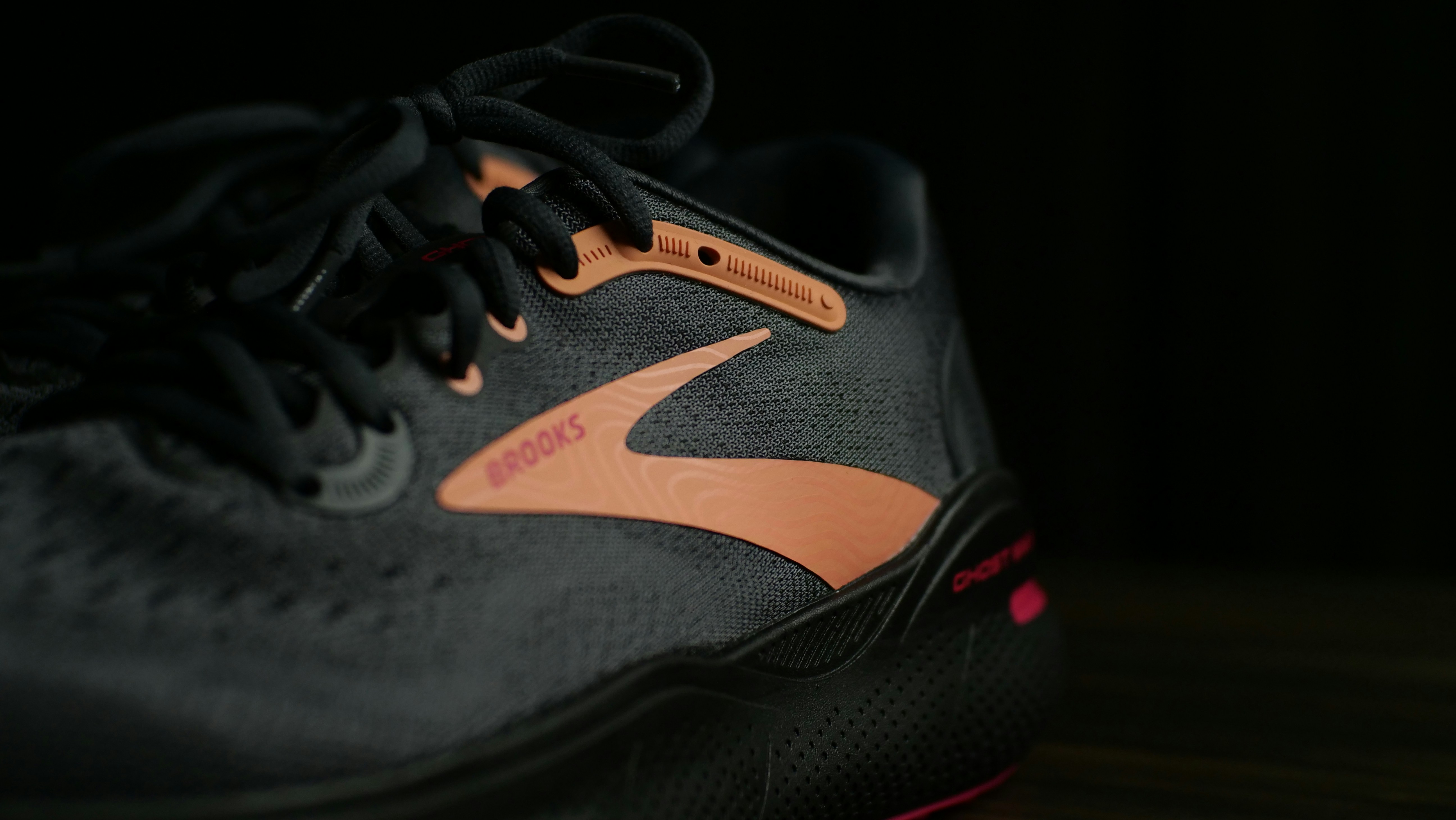 a close up of a shoe on a table