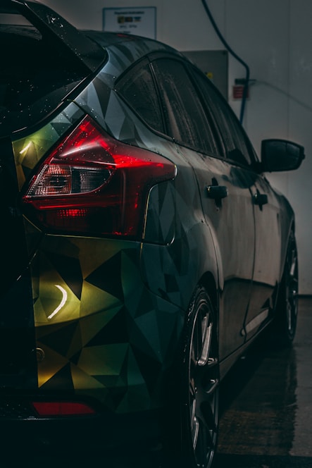 a car with a colorful design painted on it