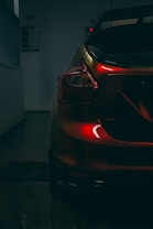 the back end of a car in a garage
