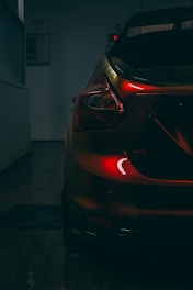 the back end of a car in a garage