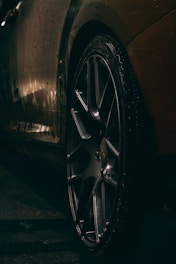 a close up of a tire on a car