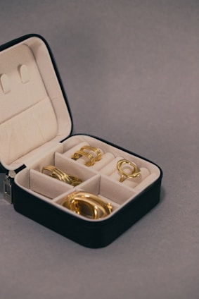 a black case with six rings inside of it