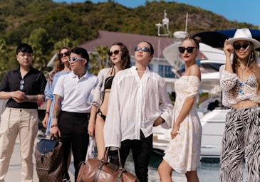 a group of people standing next to each other