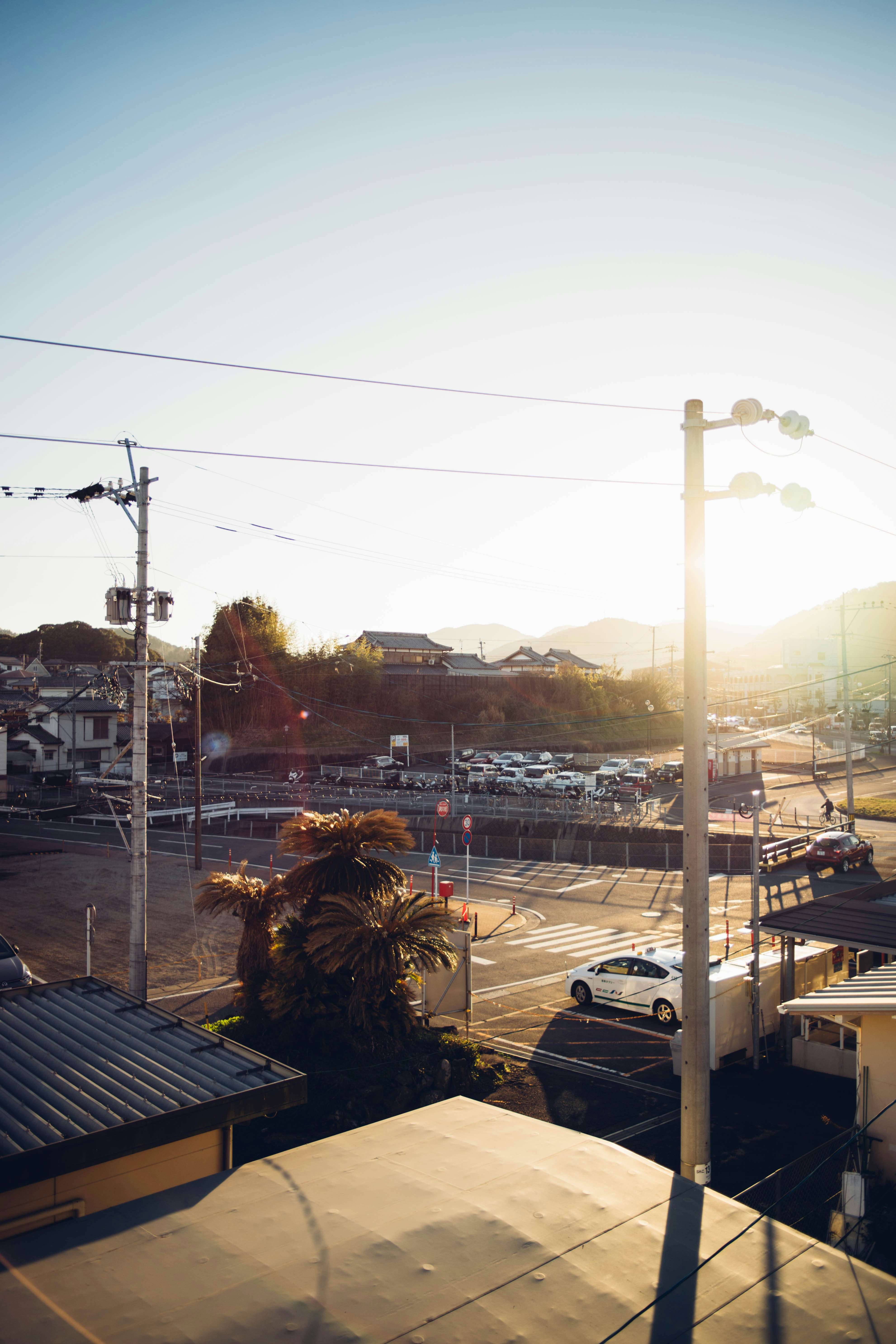 a parking lot with cars parked in it