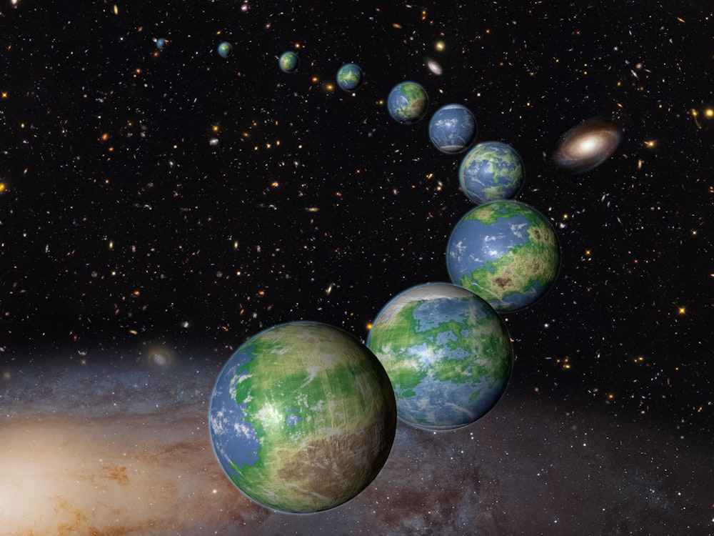 an artist's rendering of a solar system with planets in the foreground