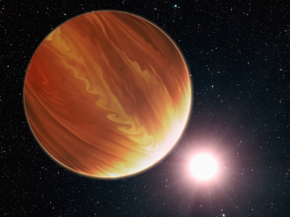 an artist's rendering of a planet with a star in the background