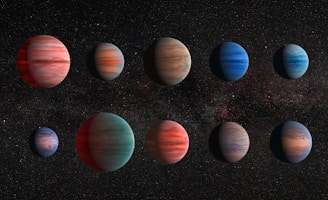 a group of nine planets in the sky