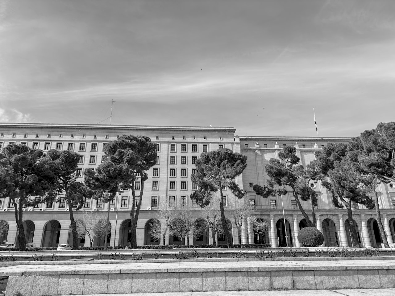 Nuevos ministerios madrid with trees in front of it