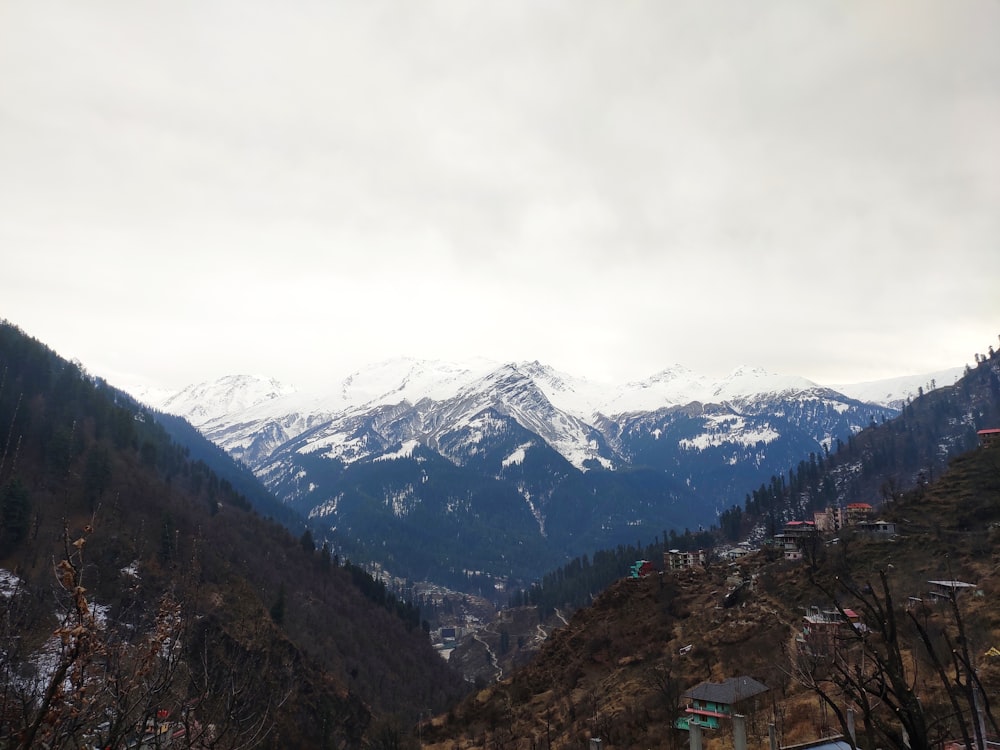 a view of a mountain range from a distance