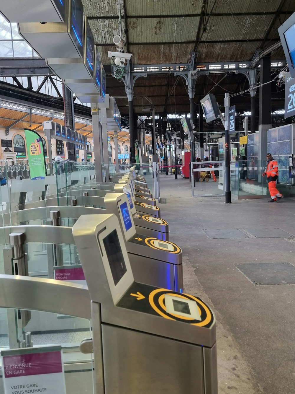 a row of turns at a train station