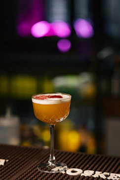 a drink sitting on top of a table