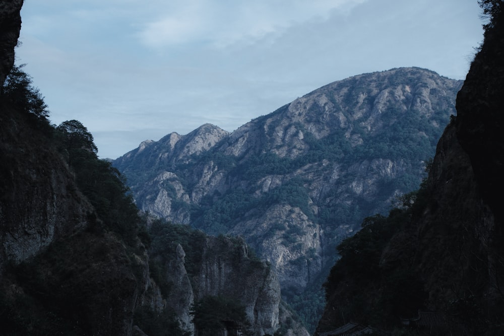 a view of a mountain range from a river