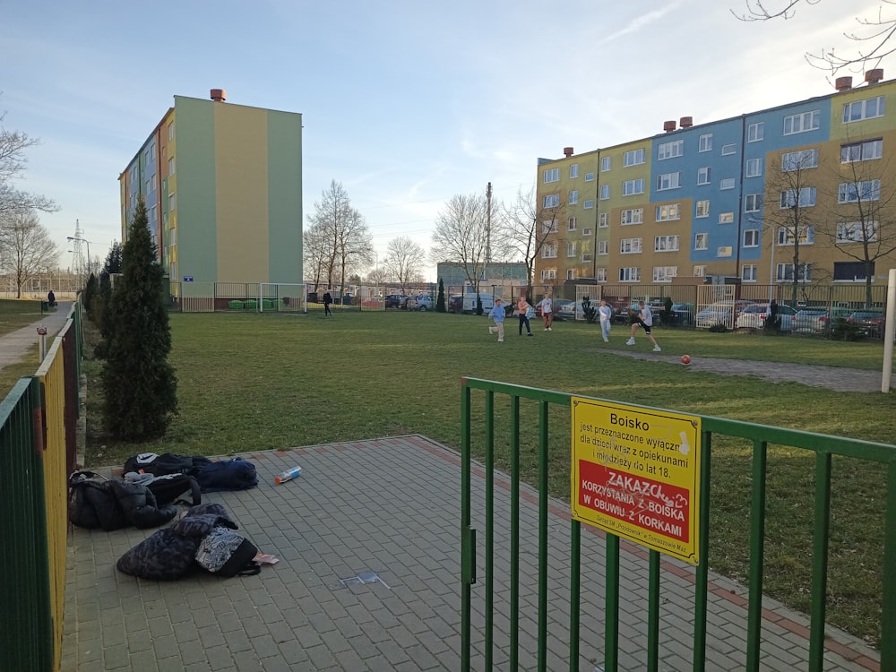 a group of people playing a game of soccer