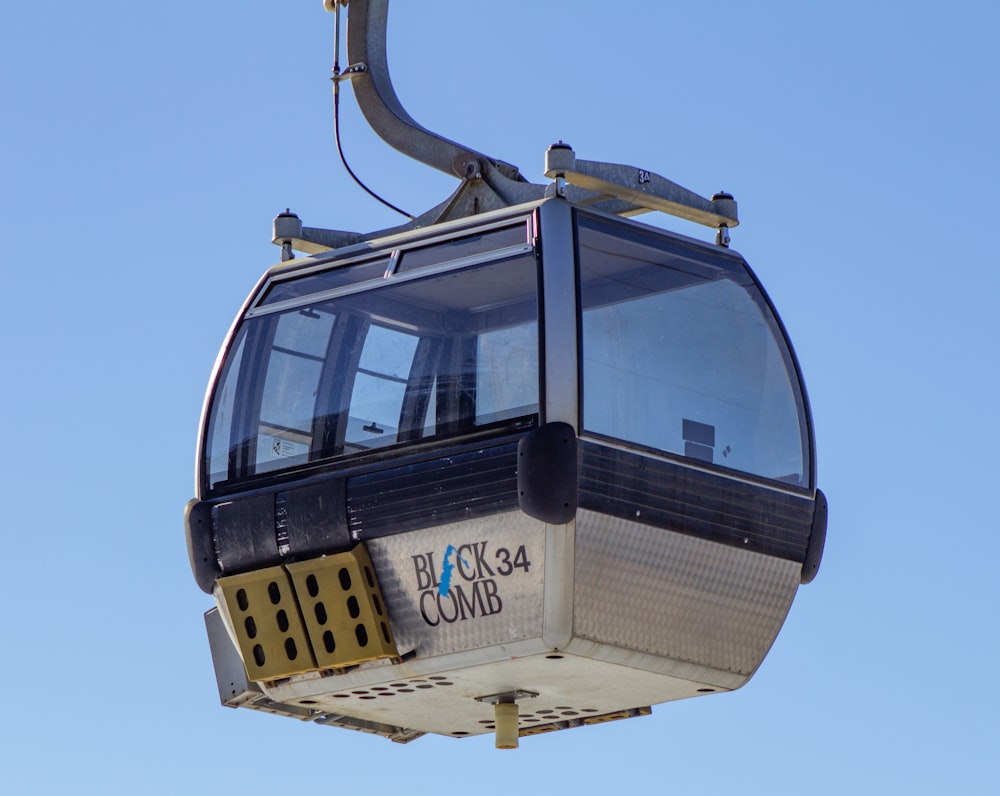 a gondola with a blue sky in the background