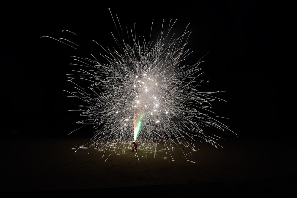 a large fireworks is lit up in the dark