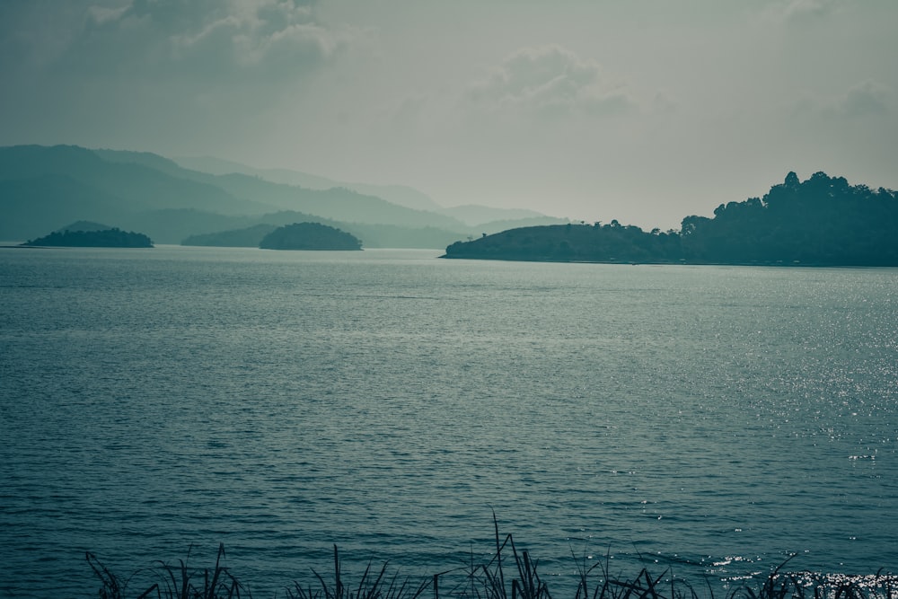 a large body of water surrounded by mountains