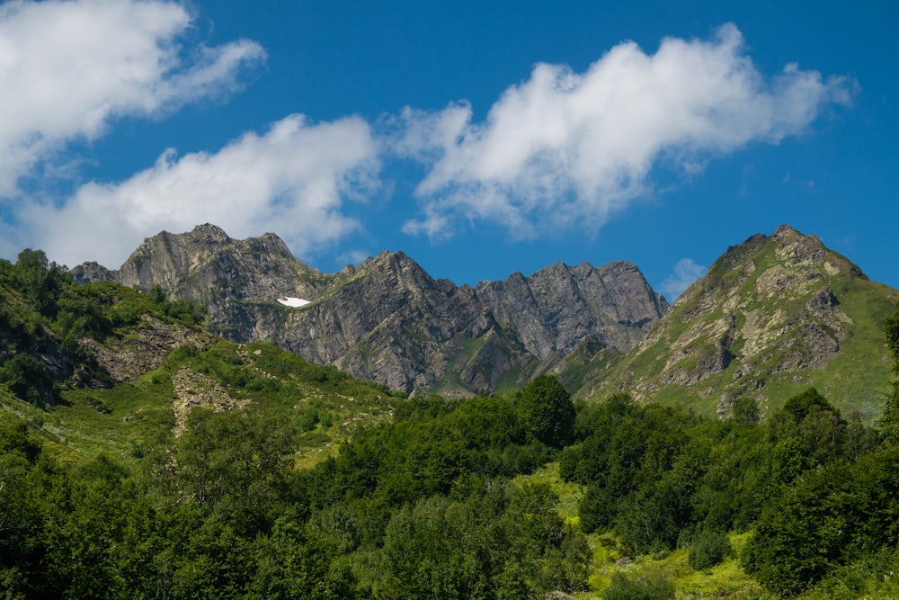 a view of a mountain range from a river